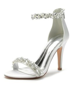 Women's Wedding Shoes Bling Bling Sparkling Shoes Bridal Shoes Crystal Stiletto Pointed Toe Minimalism Satin Zipper Green / Blue Black White 2025