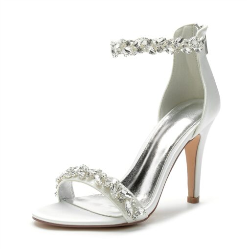 Women's Wedding Shoes Bling Bling Sparkling Shoes Bridal Shoes Crystal Stiletto Pointed Toe Minimalism Satin Zipper Green / Blue Black White 2025