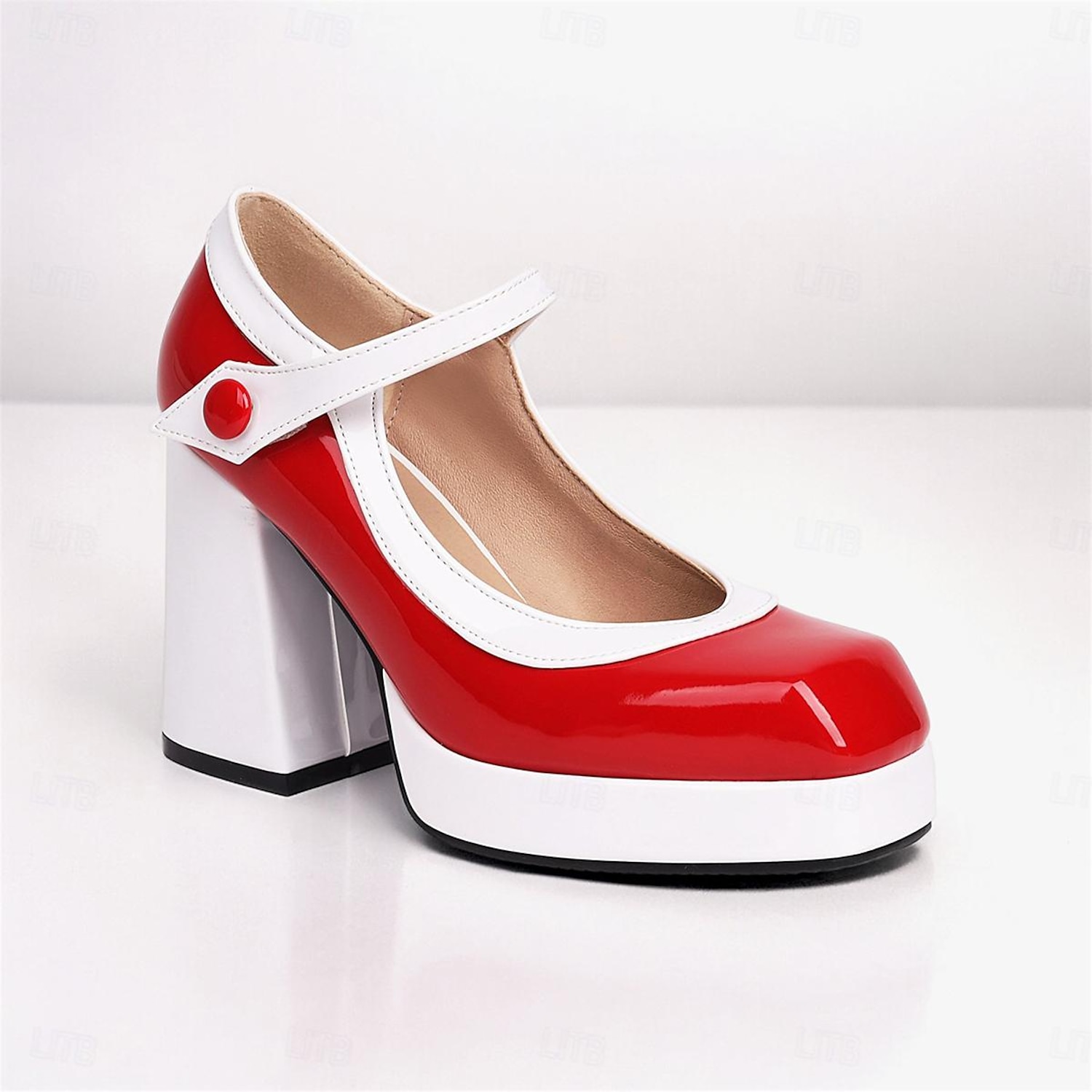 Women's Black and White Mary Jane Platform Pumps - Retro Chunky Heel Shoes for Party and Office Wear 2025 - Image 2