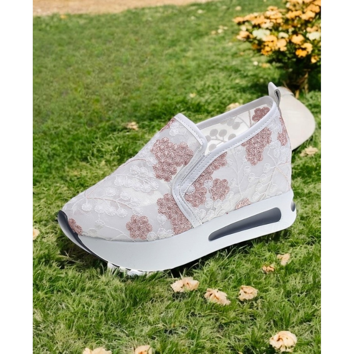 Gold Sequined Mesh Slip-On Sneakers with Air Cushion Sole - Women's Comfortable Wedding or Party Shoes 2025 - Image 4