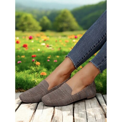 Women's Foldable Yellow Knit Flats with Breathable Design - Lightweight Travel Shoes for Casual and Outdoor Activities 2025 - Image 6