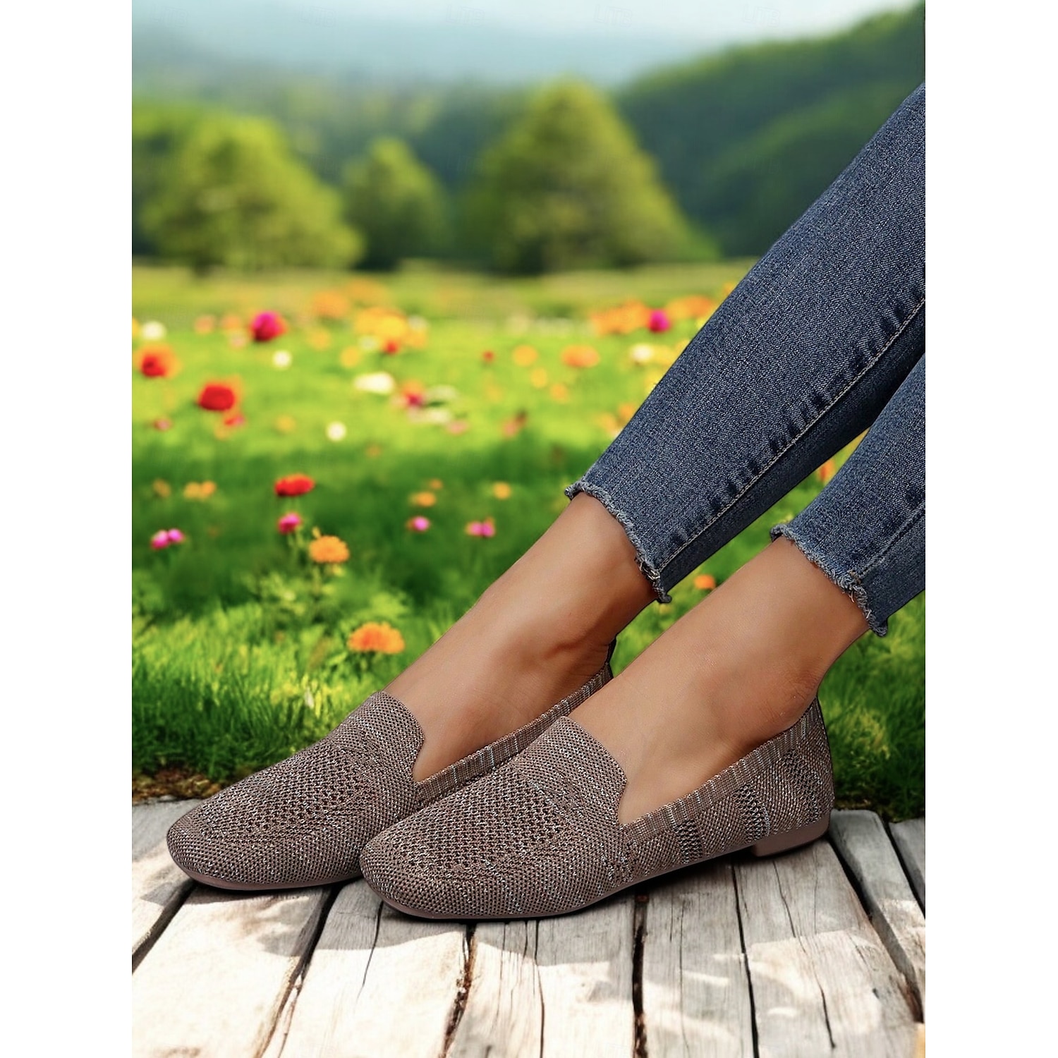 Women's Foldable Yellow Knit Flats with Breathable Design - Lightweight Travel Shoes for Casual and Outdoor Activities 2025 - Image 6