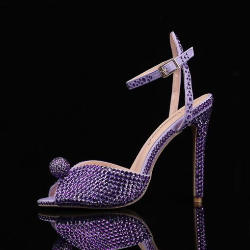Women's Rhinestone Embellished Stiletto Heel Sandals with Ankle Strap - Sparkling Party Wedding Shoes 2025 - Image 8
