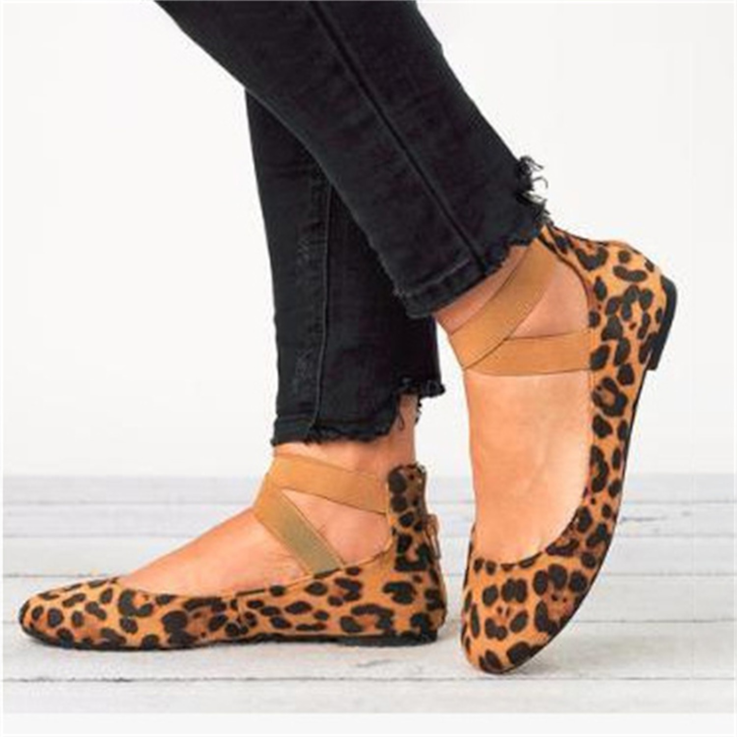Women's Flats Plus Size Comfort Shoes Daily Solid Colored Summer Flat Heel Round Toe Elegant Casual Walking Faux Leather Elastic Band Black Yellow Bro - Image 4