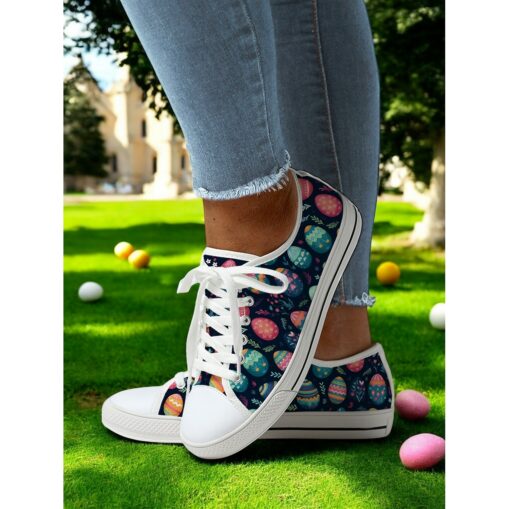 Women's Sneakers Print Shoes Canvas Shoes Daily Travel Color Block Flat Heel Fashion Classic Casual Canvas Lace-up Blue Dark Blue Beige 2025 - Image 2