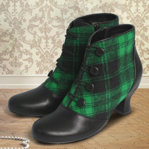 Women's Heels Boots Plus Size Heel Boots Party Christmas Xmas Plaid Color Block Booties Ankle Boots Winter Lace-up Chunky Heel Pointed Toe Elegant Vin - Image 3