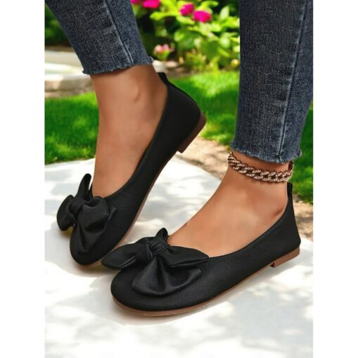 Women's Flats Barefoot shoes Wide Fit Shoes Comfort Shoes Daily Travel Mother's Day Bowknot Flat Heel Round Toe Casual Comfort Minimalism Faux Leather - Image 3