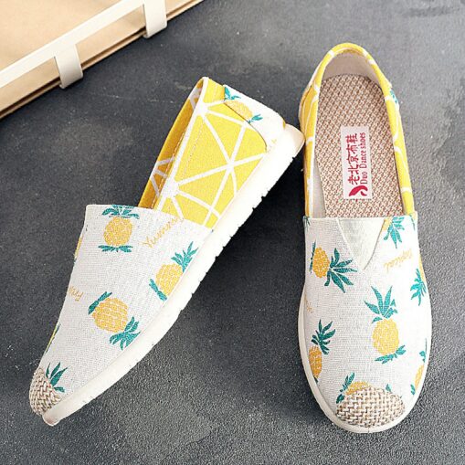 Women's Flats Slip-Ons Comfort Shoes Daily Striped Flat Heel Round Toe Casual Sweet Canvas Loafer cherry Bear star 2025 - Image 4