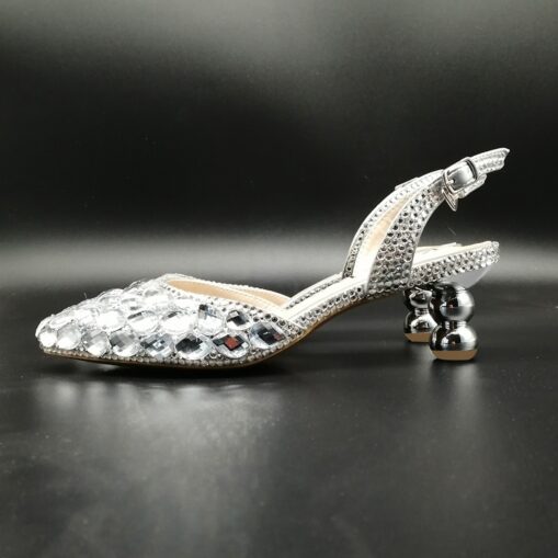 Women's Blue Rhinestone Slingback Heels - Perfect for Weddings and Evening Parties 2025 - Image 2
