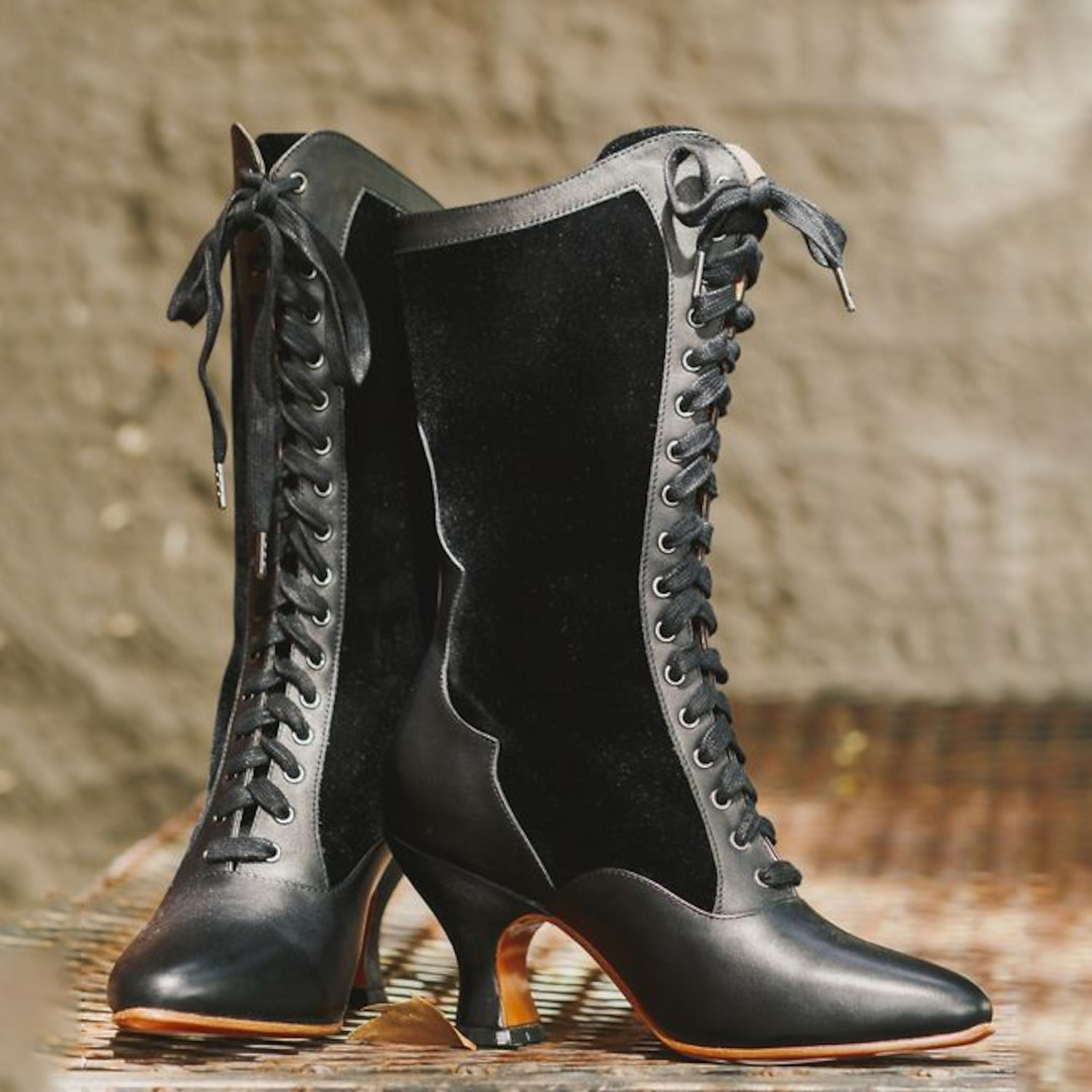 Women's Vintage Victorian Lace-Up Boots - Red and Black Gothic Steampunk Heeled Boots for Cosplay, Costumes, and Christmas Occasions 2025 - Image 2