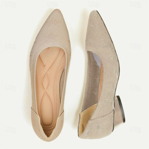 Women's Heels Plus Size Flyknit Shoes Outdoor Work Daily Leopard Sculptural Heel Pointed Toe Classic Casual Comfort Walking Knit Loafer Leopard Black - Image 3
