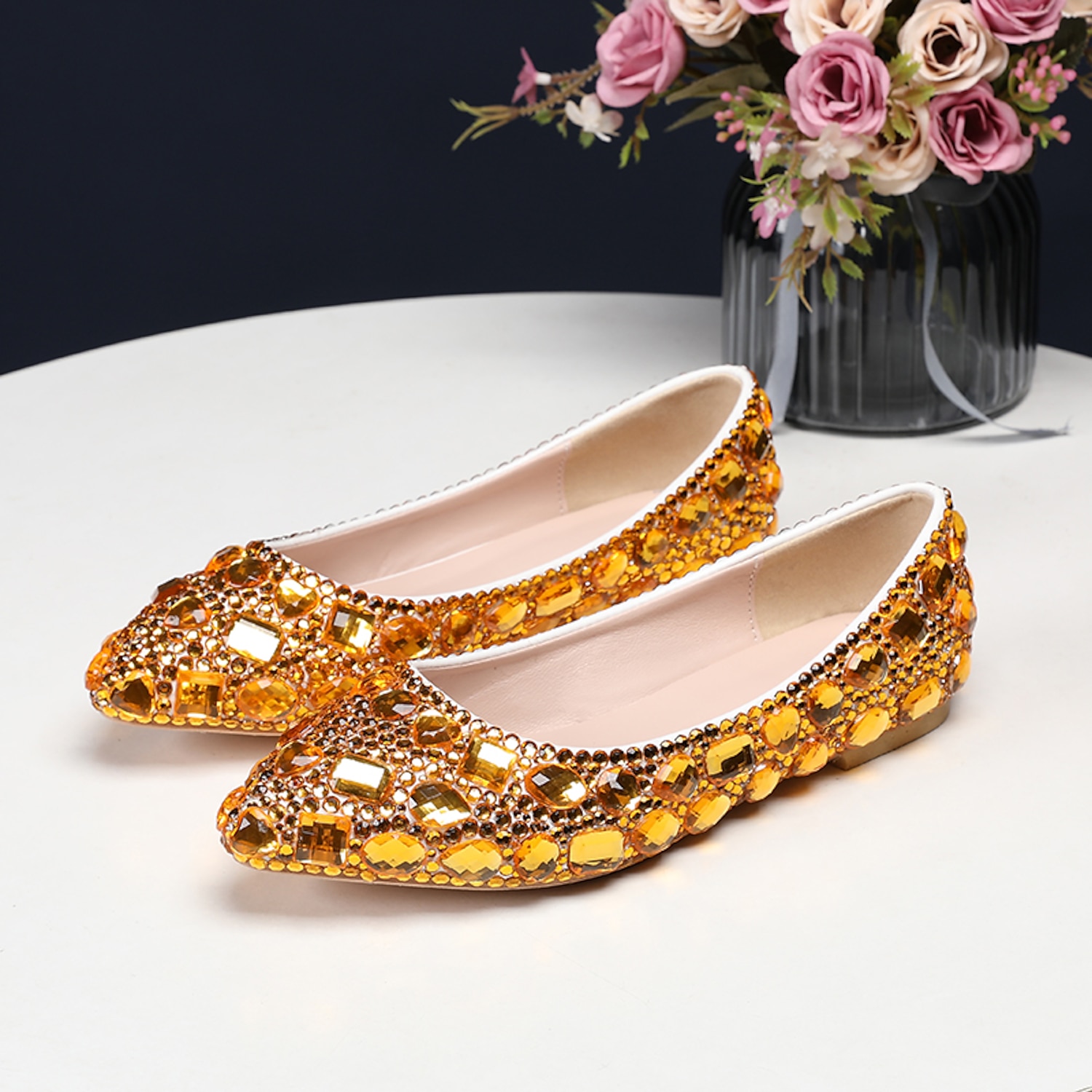 Women's Multi-Color Rhinestone Flat Shoes – Sparkling Pointed-Toe Flats for Weddings, Parties, or Evening Events 2025 - Image 6