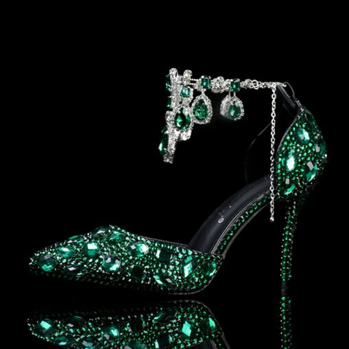 Women's Crystal Rhinestone Prom Shoes with Purple Gemstone Embellishments and Ankle Jewelry Chain - Elegant Stiletto Heels for Parties 2025 - Image 3
