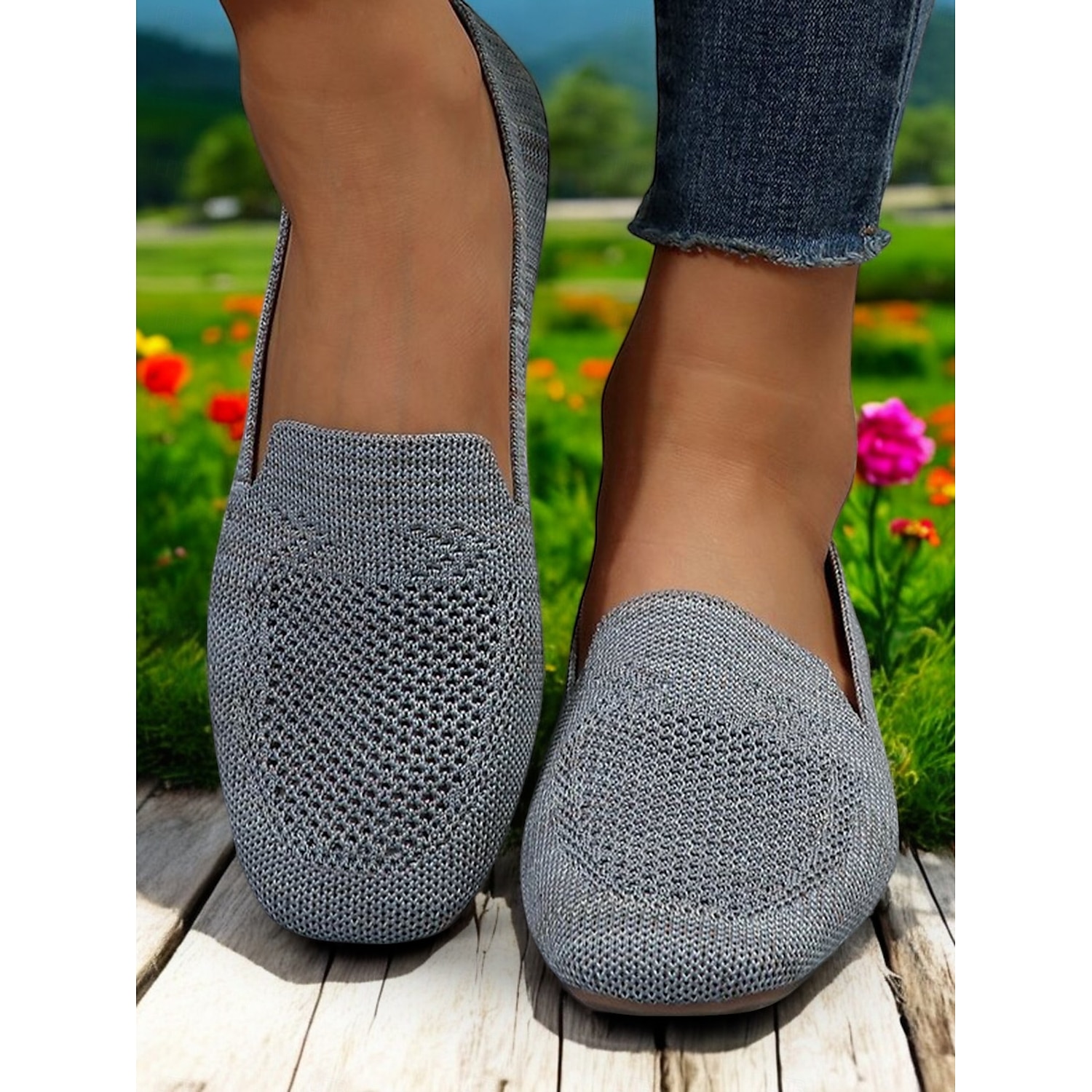 Women's Foldable Yellow Knit Flats with Breathable Design - Lightweight Travel Shoes for Casual and Outdoor Activities 2025 - Image 8