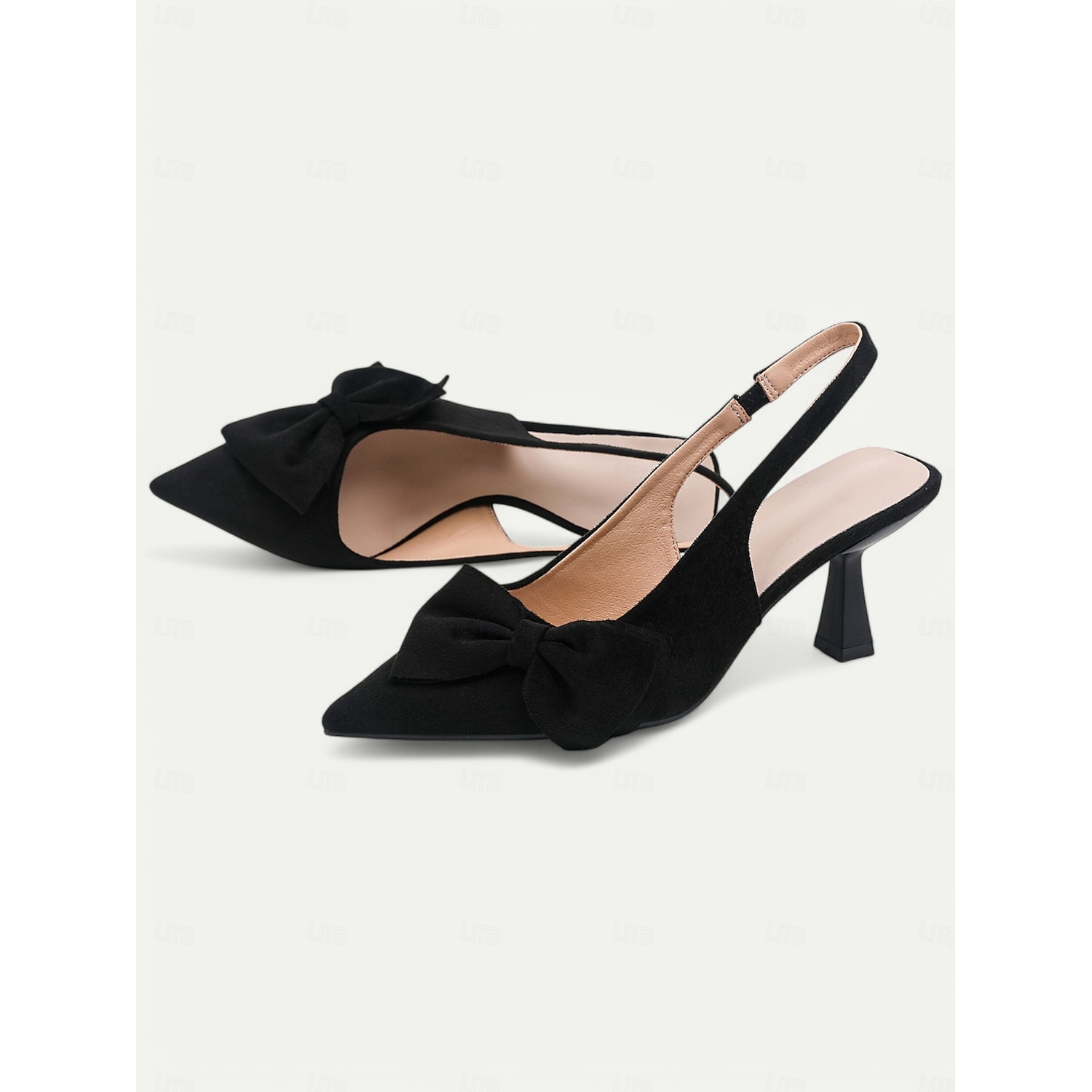 Women's Green Suede Slingback Heels – Pointed Toe Kitten Heels with Bow Detail, Elegant Pumps for Parties & Office Wear 2025 - Image 4