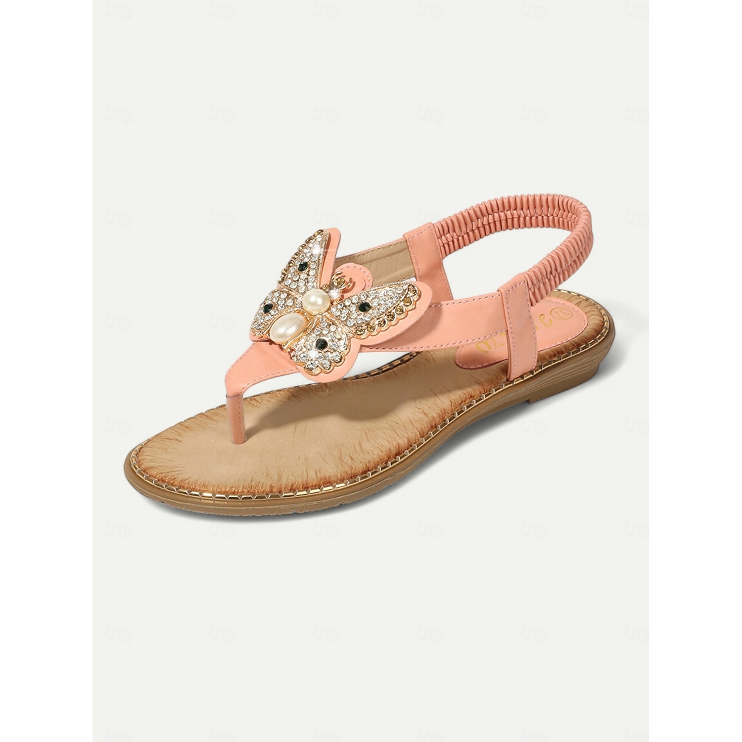 Women's Butterfly Rhinestone Flat Sandals – Elegant Beach Flip-Flops with Pearl Embellishment for Summer & Vacation 2025 - Image 5