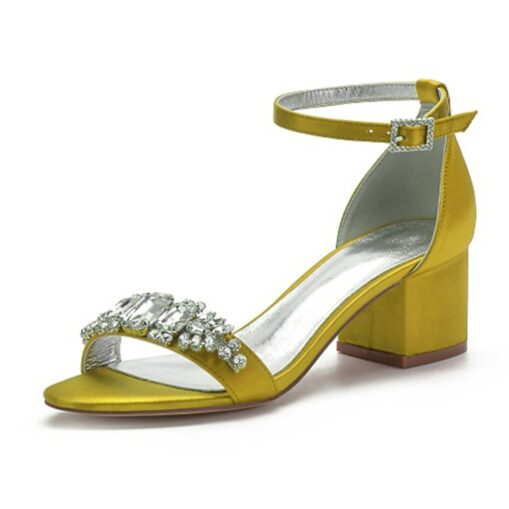 Women's White Blue Rhinestone Embellished Block Heel Wedding Sandals with Ankle Strap - Comfortable Low Heel Elegant Bridal and Evening Shoes 2025 - Image 2