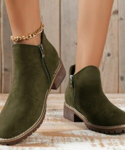 Women's Boots Suede Shoes Plus Size Heel Boots Outdoor Work Daily Solid Color Booties Ankle Boots Winter Block Heel Low Heel Round Toe Vintage Fashion