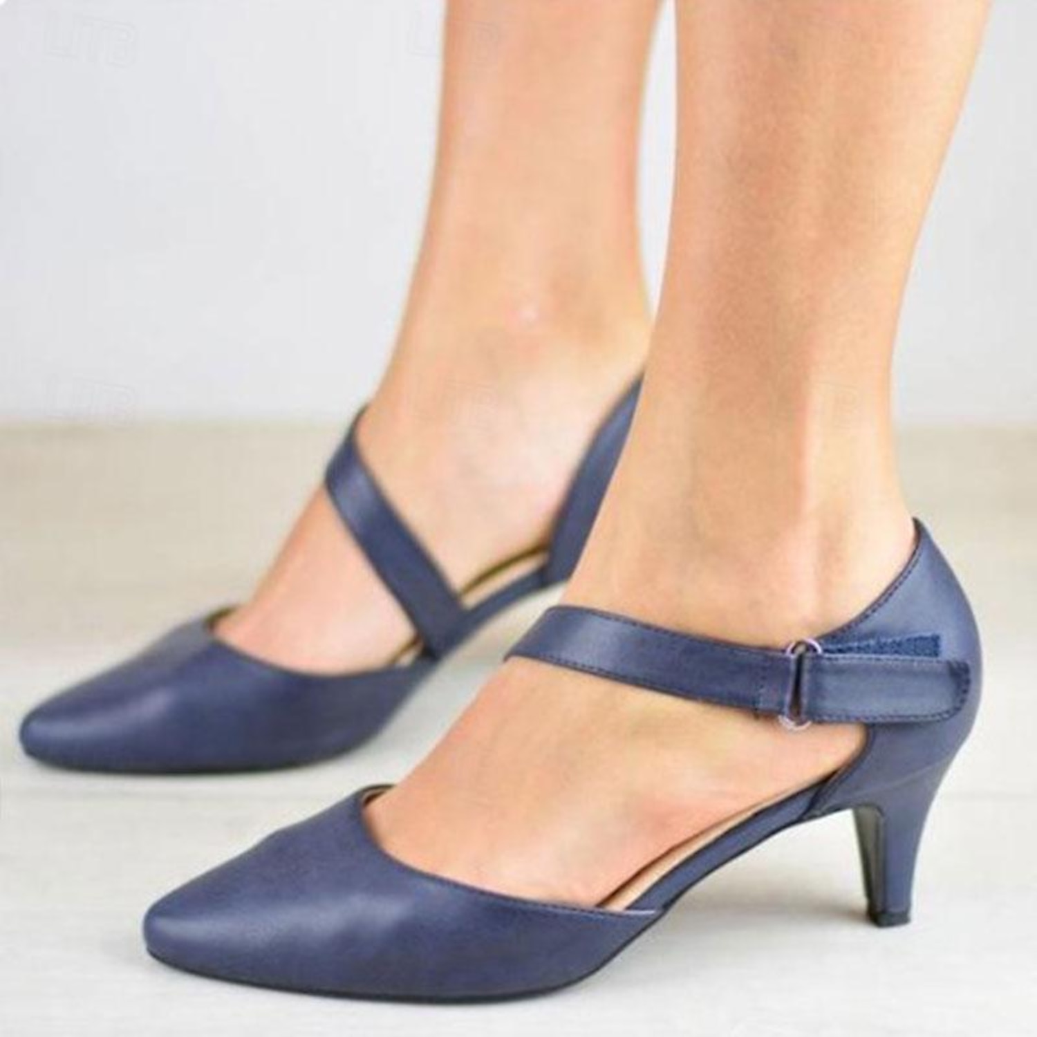 Women's Heels Pumps Dress Shoes Party Outdoor Daily Kitten Heel Pointed Toe Fashion Minimalism Faux Leather Ankle Strap Black White Blue 2025 - Image 4