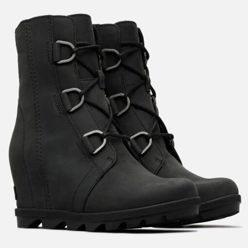 Women's Faux Leather Wedge Boots with Lace-Up Straps - Stylish and Durable Footwear for Outdoor Adventures and Everyday Wear 2025 - Image 3