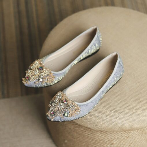 Women's Foldable Crystal Floral Embellished Wedding Flats - Comfortable Lightweight Travel Ballet Shoes 2025 - Image 7