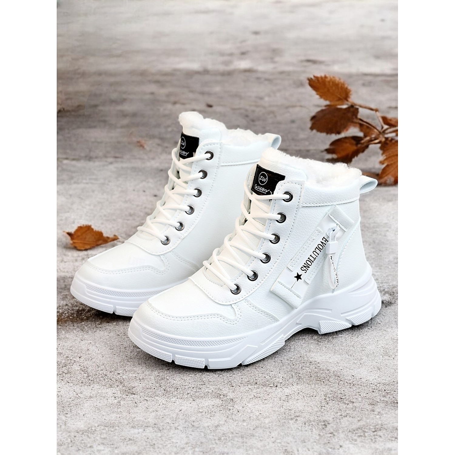 Women's Lace-Up Ankle Boots with Warm Fur Lining – Stylish Beige Winter Boots for Outdoor Cold Weather Comfort 2025 - Image 3