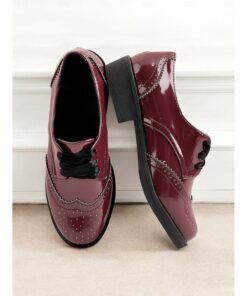 Women's Patent Faux Leather Oxford Shoes – Vintage Style Brogues with Lace-Up Design for Casual and Formal Occasions 2025
