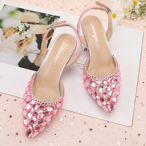 Women's Crystal Rhinestone Pointed-Toe Slingback High Heels - Elegant and Colorful Party, Wedding, and Evening Shoes 2025 - Image 7