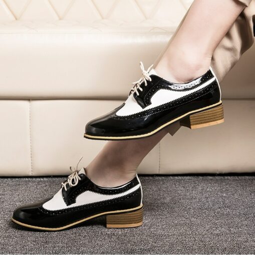 Women's Heels Oxfords Brogue Wingtip Shoes Vintage Shoes Party Outdoor Daily Summer Chunky Heel Round Toe Elegant Vacation Cute Leather Lace-up Pink B - Image 2