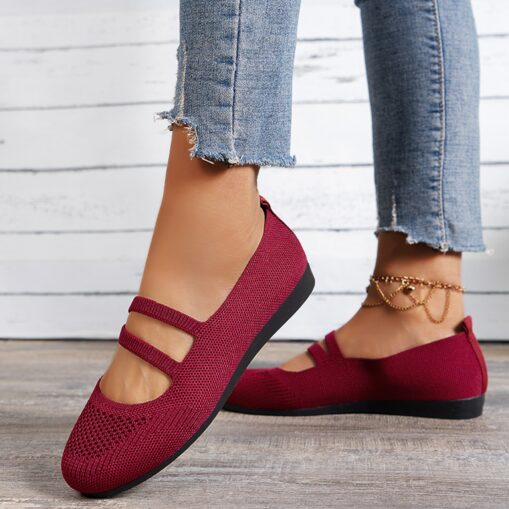 Women's Flats Plus Size Comfort Shoes Daily Solid Color Summer Flat Heel Round Toe Casual Comfort Minimalism Walking Mesh Loafer Black Burgundy Dark B - Image 2