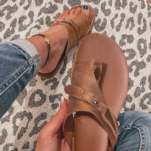 Women's Black Faux Leather Slip-On Sandals – Casual Summer Sandals with Cross-Strap Design for Comfort and Style 2025 - Image 3