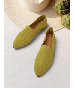 Women's Yellow Knit Slip-On Loafers with Breathable Design for Casual and Everyday Wear 2025