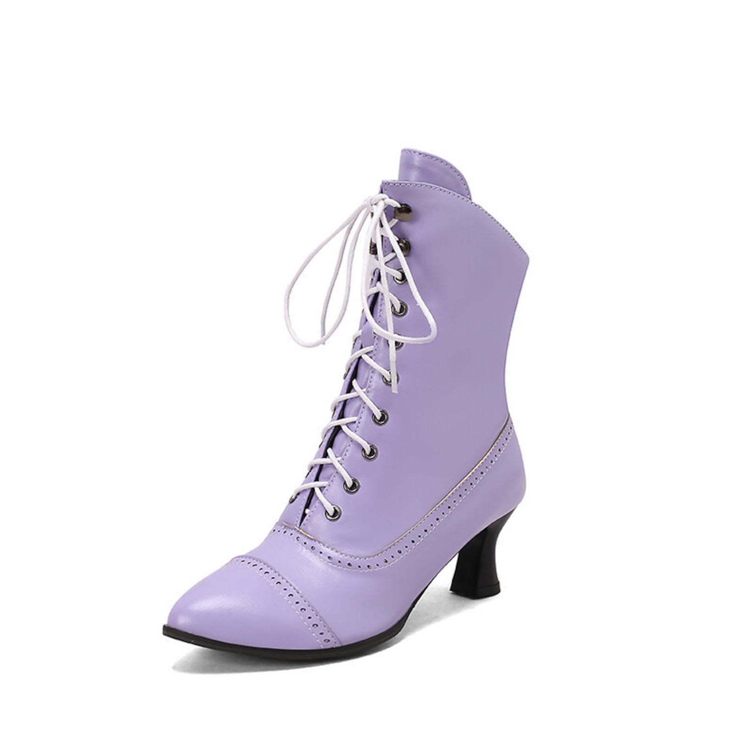 Women's Victorian Lace-Up Ankle Boots – Retro Faux Leather Heeled Boots for Cosplay, Parties, and Daily Wear 2025 - Image 5