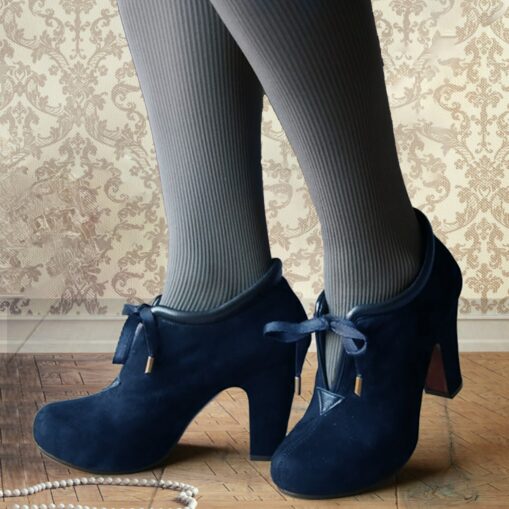 Women's Red Suede Lace-Up Ankle Boots with Block Heel – Ideal for Holidays, Parties, and Special Festive Occasions 2025 - Image 5