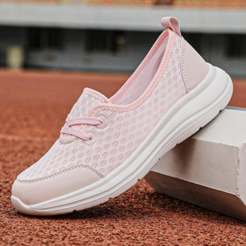 Women's Sneakers Mesh Sneakers Breathable Mesh Lace Flat Spoty Loafer Shoes White Pink Purple 2025 - Image 3