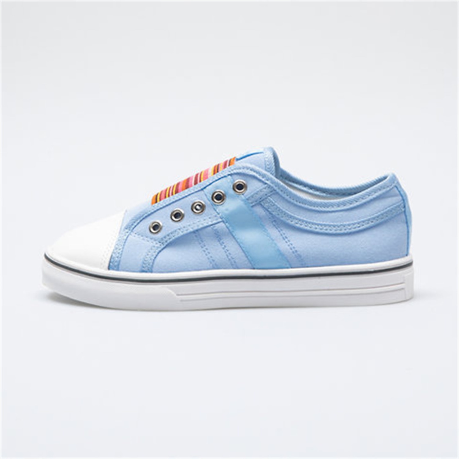 Women's Casual Slip-On Canvas Sneakers – Lightweight and Breathable Low-Top Shoes with Multicolor Striped Accent 2025 - Image 5