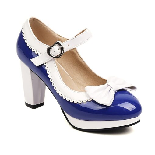 Women's Vintage Lolita Mary Jane Heels with Bow and Heart Buckle – Retro Platform Pumps for Cosplay and Parties 2025 - Image 3