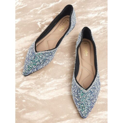 Women's Glitter Pointed-Toe Flats - Sparkling Slip-On Shoes for Evening Wear and Special Occasions 2025