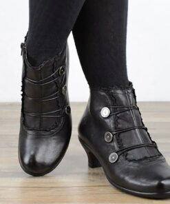 Women's Victorian Black Lace-Trimmed Button Ankle Boots - Perfect for Vintage Themed Events and Casual Elegance 2025
