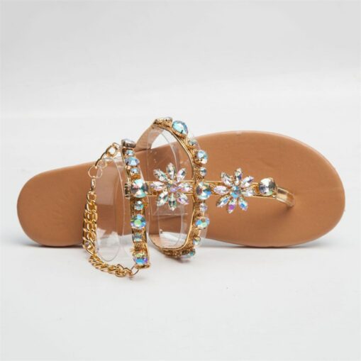 Women's Sandals Bling Bling Shoes Flat Sandals Sparkling Shoes Daily Beach Summer Sparkling Glitter Flat Heel Open Toe Elegant Casual Minimalism Faux