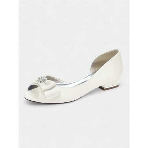 Elegant flats crafted in luxurious satin with a sparkling rhinestone bow, perfect for bridesmaids, wedding guests, or formal evening events 2025 - Image 7