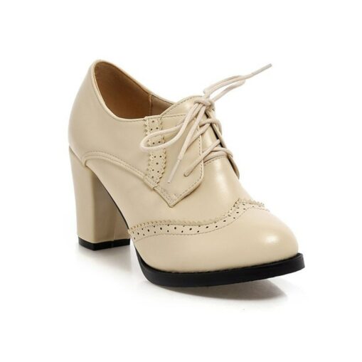 Women's Vintage Oxford Heels – Lace-Up Brogue Chunky Heel Dress Shoes for Work, Office, and Casual Wear 2025 - Image 2