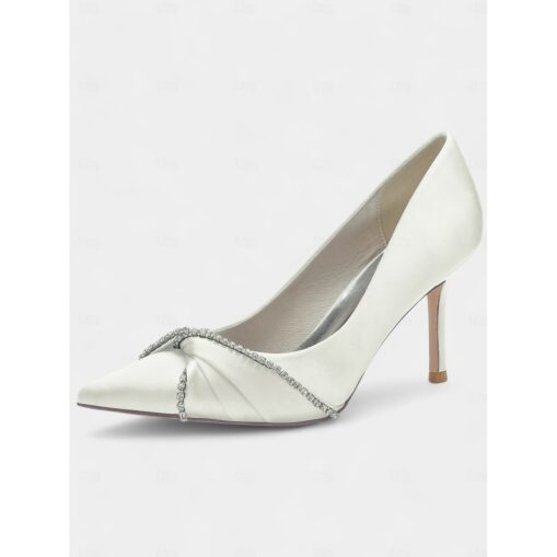 Women's Satin Pointed Toe Heels with Rhinestone Trim – Classic Formal Pumps for Evening and Special Events 2025 - Image 8