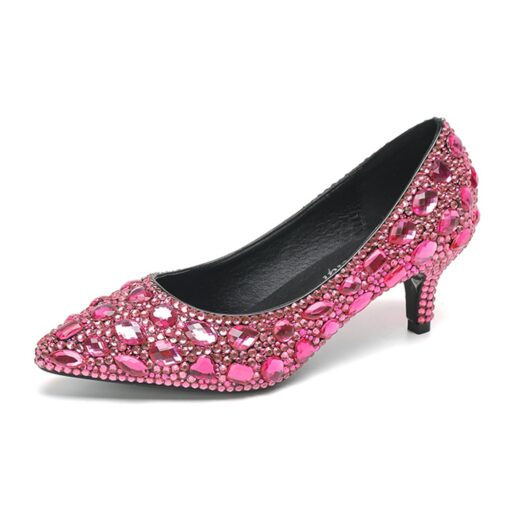 Women's Gold Rhinestone Embellished Pointed Toe Kitten Heels – Luxury Bridal or Evening Party Shoes 2025 - Image 4