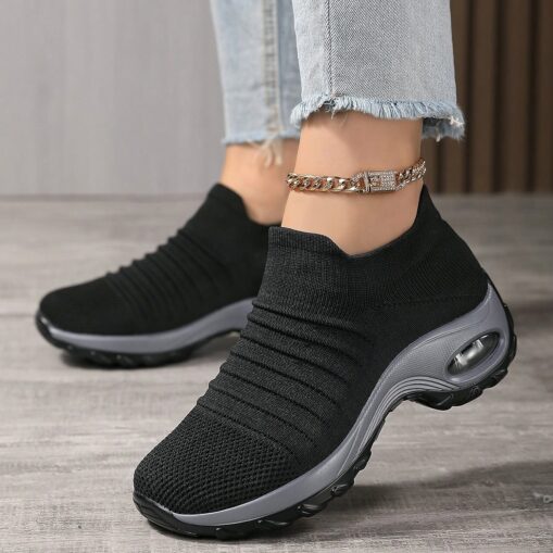 Women's Slip-On Air Cushion Walking Shoes - Breathable Knitted Athletic Sneakers for Comfort and Support, Ideal for Daily Use and Fitness Activities 2 - Image 4