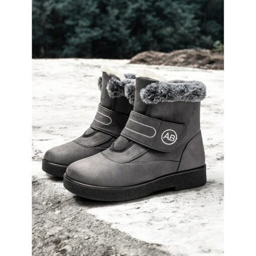 Women's Burgundy Winter Snow Boots with Faux Fur Lining, Velcro Strap, and Non-Slip Sole - Warm and Comfortable Footwear for Cold Weather 2025 - Image 2