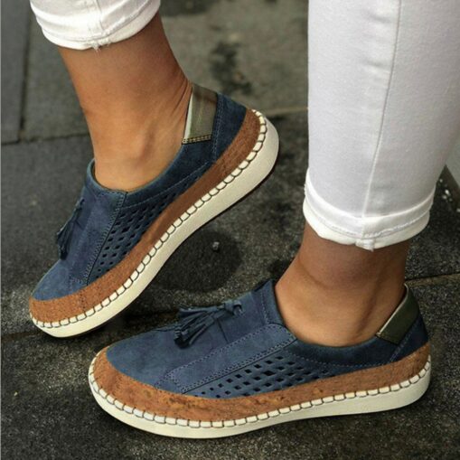 Women's Casual Red Tassel Slip-On Sneakers with Breathable Mesh and Cork Detail for Everyday Comfort 2025 - Image 3