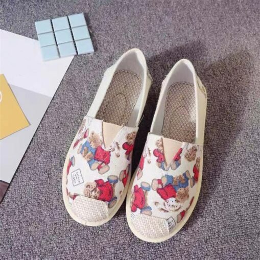 Women's Flats Slip-Ons Comfort Shoes Daily Striped Flat Heel Round Toe Casual Sweet Canvas Loafer cherry Bear star 2025 - Image 8