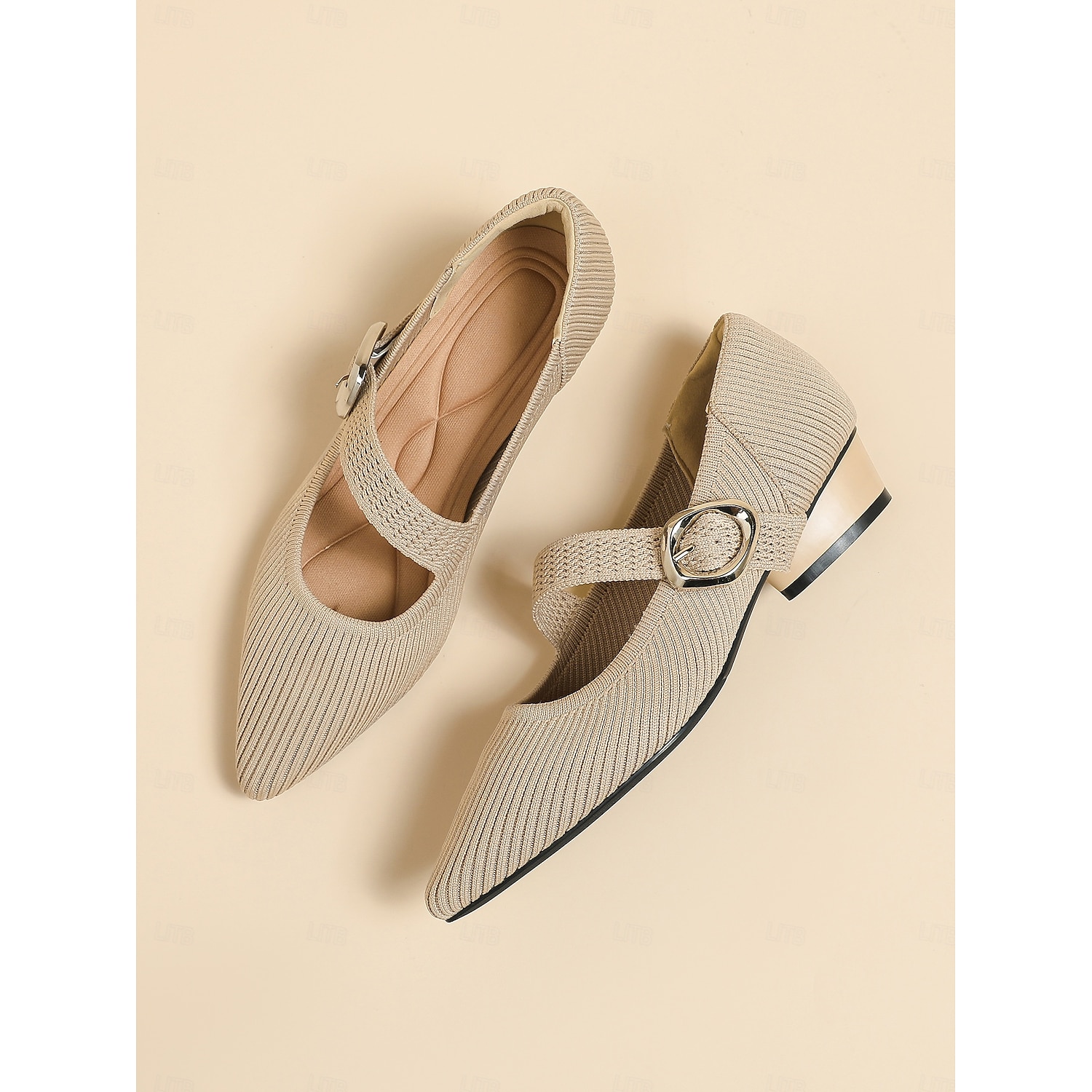 Women's Mary Jane Knit Shoes with Buckle Strap – Comfortable and Elegant Low Heel Pumps for Casual or Office Wear 2025 - Image 2