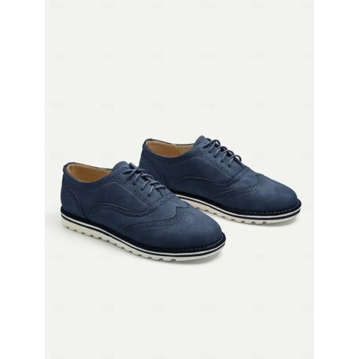 Women's Pink Suede Oxford Shoes with Brogue Detailing and Comfortable Sole - Perfect for Casual and Formal Wear 2025 - Image 4